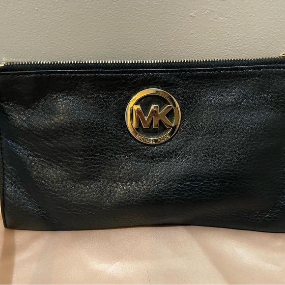 Michael Kors Handbags - Michael Kors Black Leather Logo Wristlet